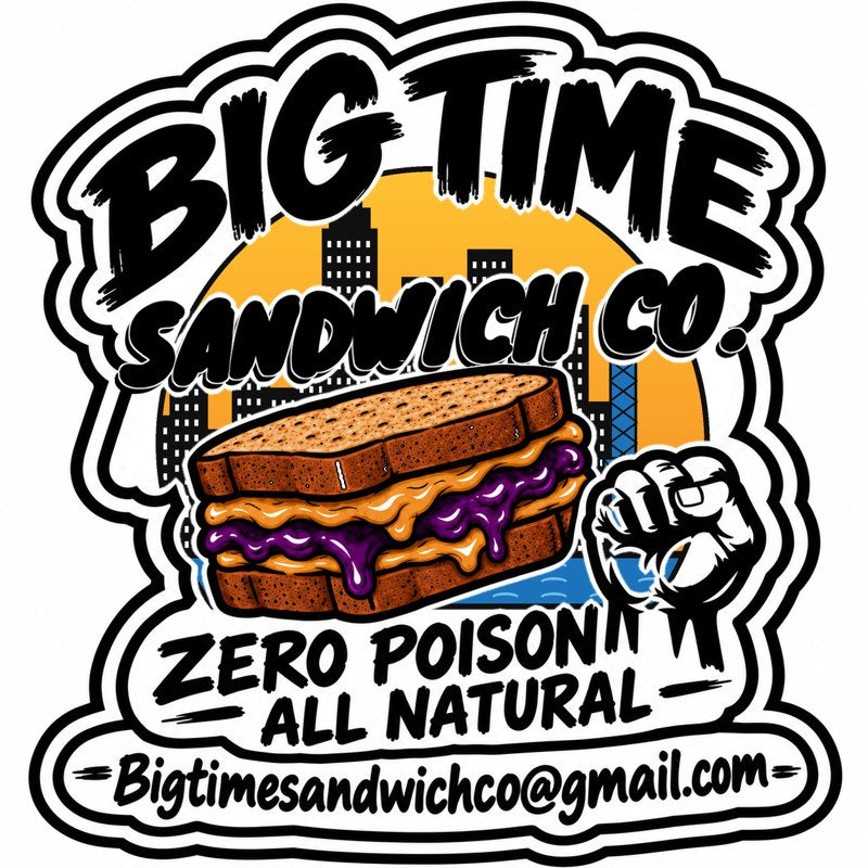 Big Time Sandwich Co. logo: a PB&J sandwich and raised fist in front of the Jacksonville skyline